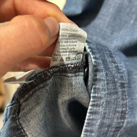 Madewell Long Sleeve Button Up Chambray Casual Dress Side Pockets Size XS - Picture 6 of 13